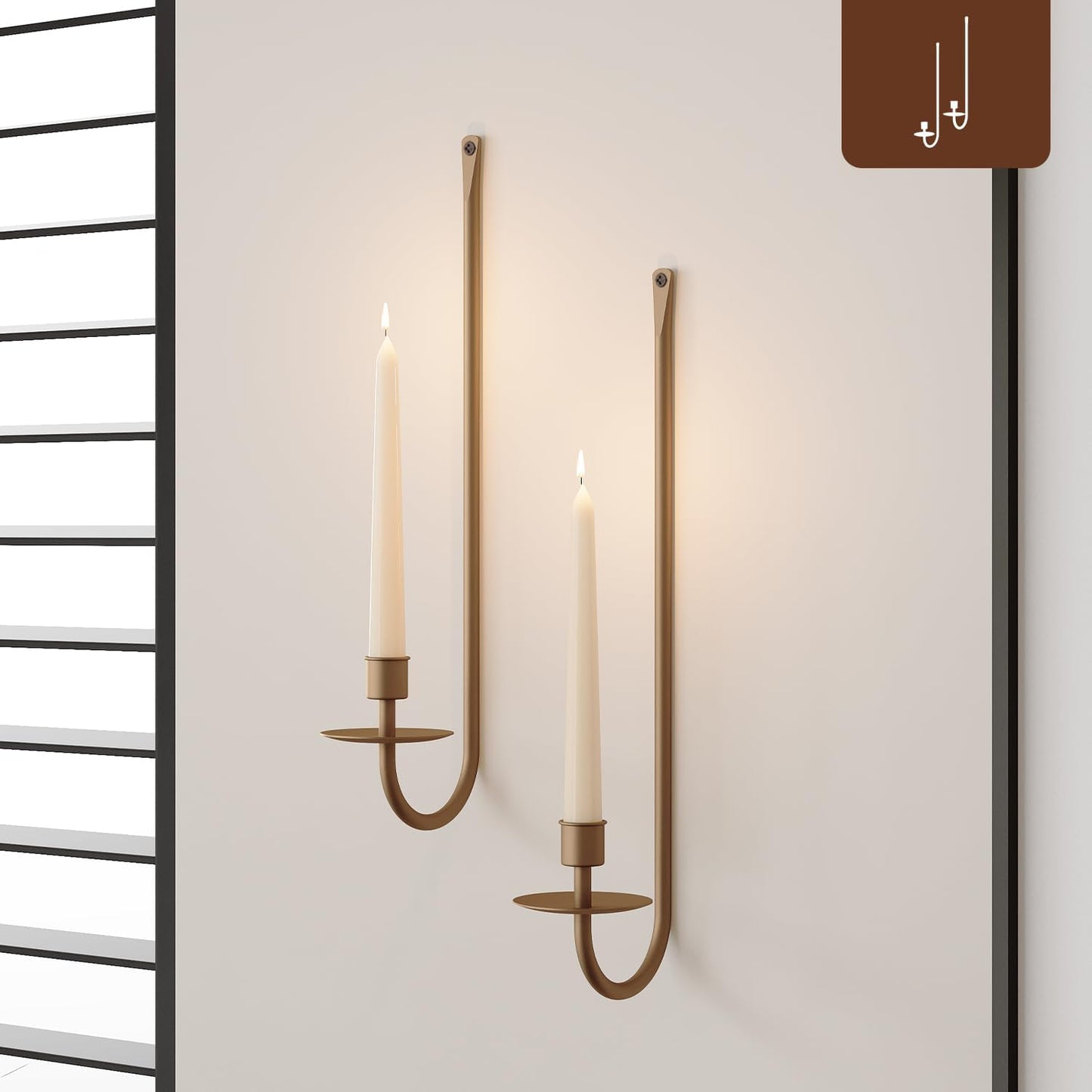 Metal Wall Candle Sconce Holder Set of 2 Wall Mount Candle Holder Pillar Holder Black Modern Wall Candle Sconces Hanging for Living Room Farmhouse Fireplace Wedding