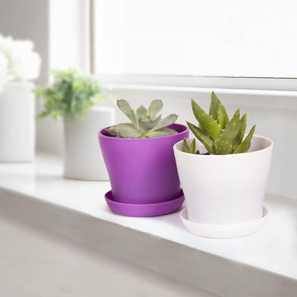 TDHDIKE 10 Pcs Plastic Planters Indoor Pots, Mini Flower Seedlings Nursery Flower Pot with Pallet, Modern Decorative Gardening Containers