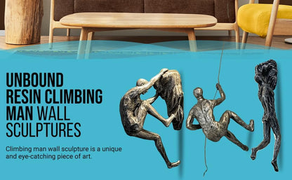 Unbound Resin Climbing Man Wall Sculptures Creative Hand-Finished Sculpture Figurine for Bar/Home/Office Art Decor (Posture Right)