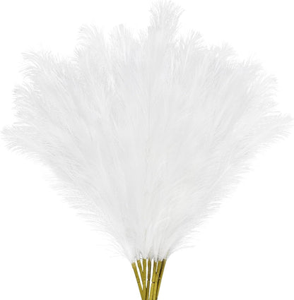 obbsie 50pcs Pink Faux Pampas Grass Decor, 21.6" Short Artificial Floral Branches Vase Filler Flower Arrangement for Home Wedding Boho Outdoor Decor
