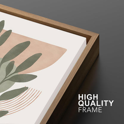 Bwodke Boho Wall Art, Framed Abstract Wall Art, Green Botanical Neutral Canvas Wall Decor, Large Mid Century Plant Pictures Set of 3, Modern Minimalist Paintings, for Bedroom Living Room Bathroom