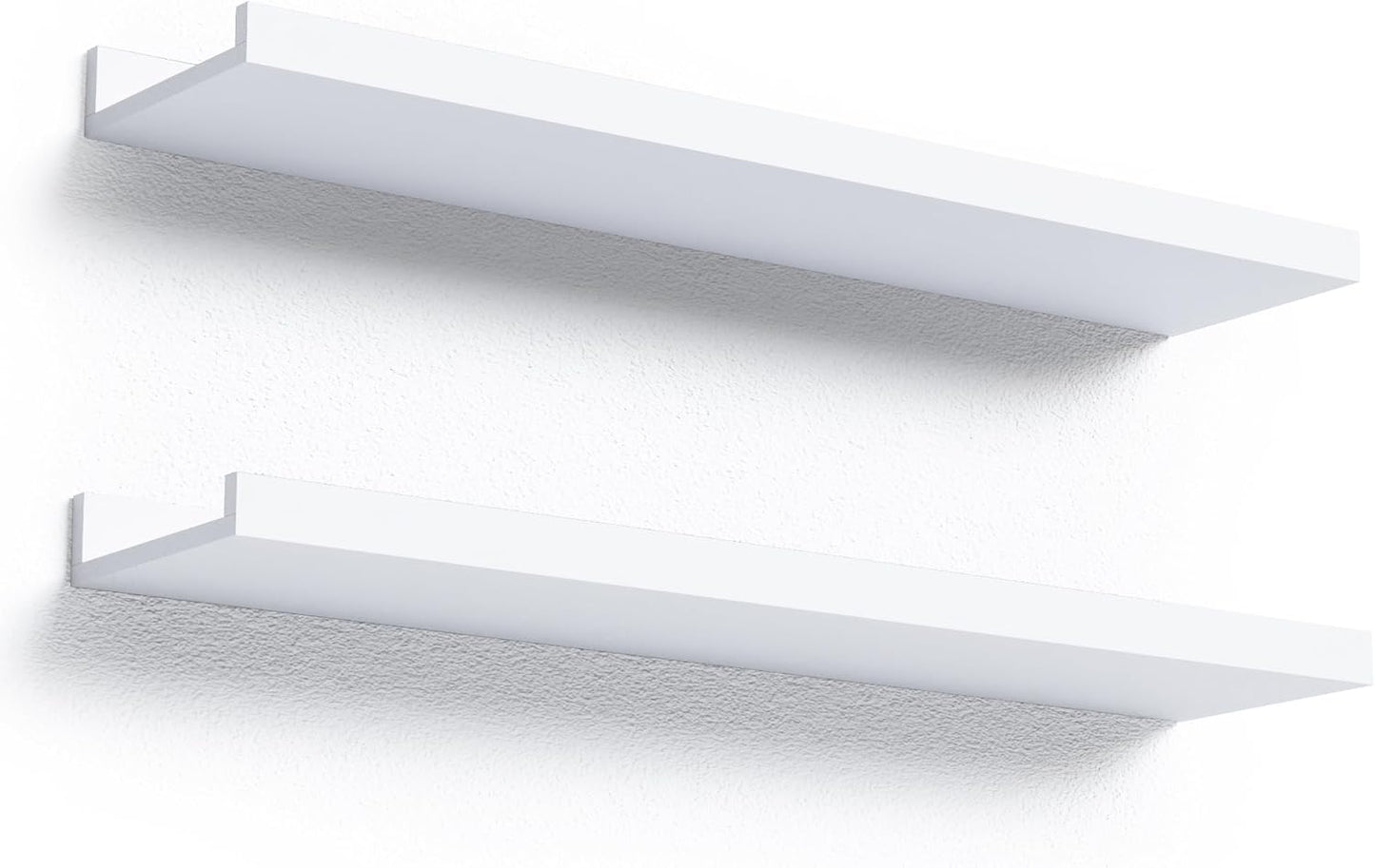 Boswillon Floating Shelves Wall Mounted Set of 2, Modern Black Wall Shelves for Storage with Lip, Display Picture Ledge Shelf for Wall Decor Bedroom Living Room Bathroom Kitchen
