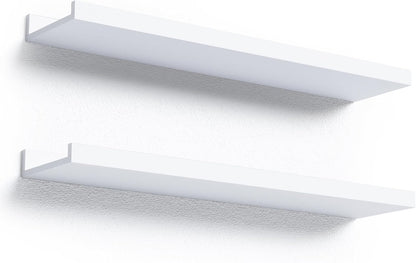 Boswillon Floating Shelves Wall Mounted Set of 2, Modern Black Wall Shelves for Storage with Lip, Display Picture Ledge Shelf for Wall Decor Bedroom Living Room Bathroom Kitchen