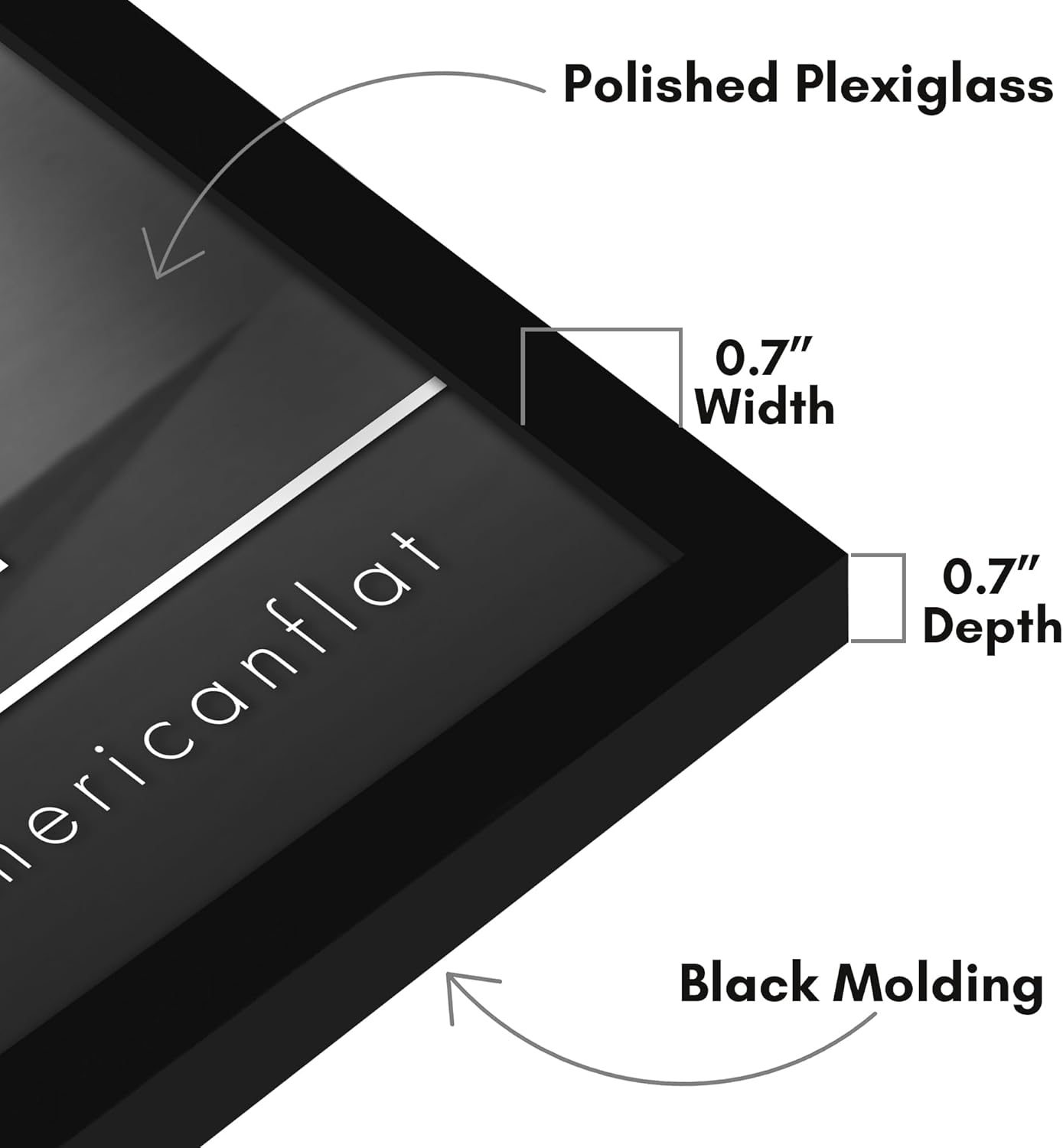 Americanflat 24x36 Poster Frame with Polished Plexiglass - Streamline Collection - Thin Border Picture Frame for Wall Display - Hanging Hardware Included - Black - Colors C