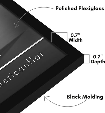 Americanflat 24x36 Poster Frame with Polished Plexiglass - Streamline Collection - Thin Border Picture Frame for Wall Display - Hanging Hardware Included - Black - Colors C