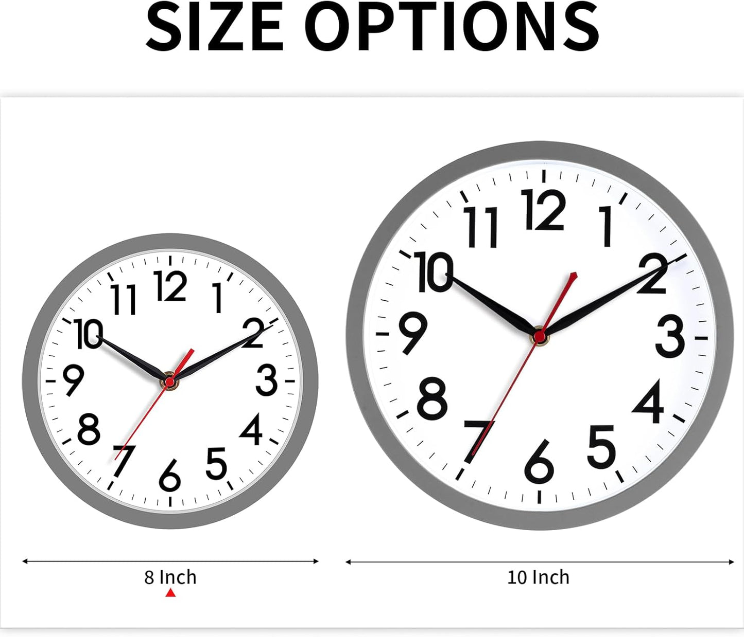 AKCISOT Wall Clock, Modern Small Wall Clocks Battery Operated 8 Inch, Silent Non-Ticking Analog Classic for Office, Home, Bathroom, Kitchen, Bedroom, School(Black)