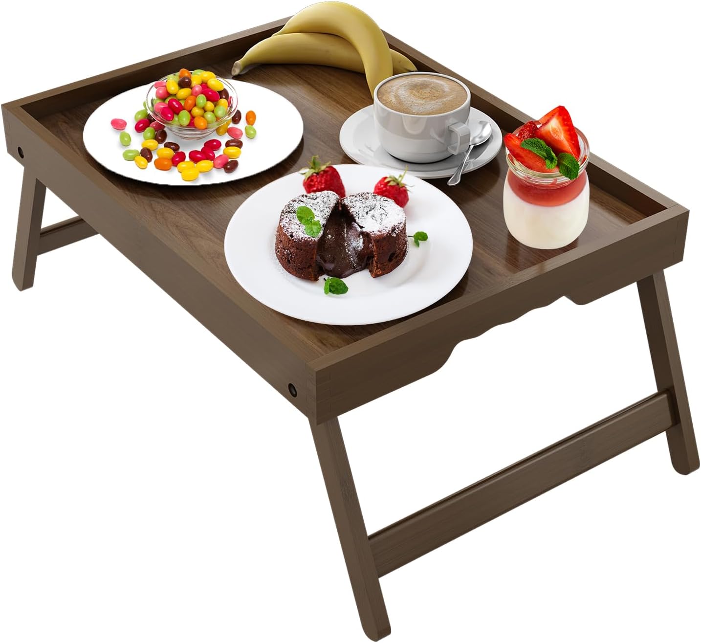 Artmeer Bed Tray Table with Folding Legs,Bamboo Breakfast in Bed for TV Table, Laptop Computer Tray,Eating,Snack Tray(Bamboo)
