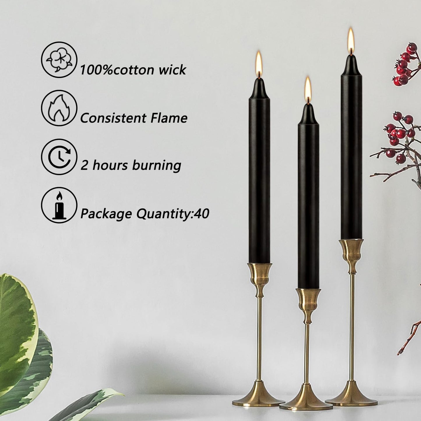 30-Pack 10-Color Taper Candles - 10 Inch Dripless & 10-Hour Burn｜Wedding/Birthday/Home Decor with Premium Wax