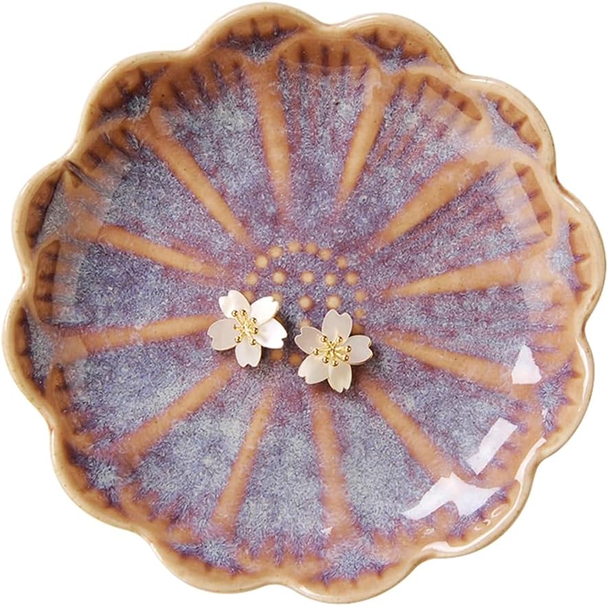 JAMEND CLXP Lotus Leaf Shape Decorative Ring Tray, Small Key Bowl, Ceramic Trinket Tray Jewelry Dish Organizing Necklace Earrings, Home Decoration for Mom Best Friend Sister, Pink.