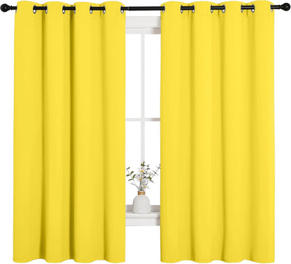 NICETOWN Halloween Pitch Black Solid Thermal Insulated Grommet Blackout Curtains/Drapes for Bedroom Window (2 Panels, 42 inches Wide by 63 inches Long, Black) - Colors C