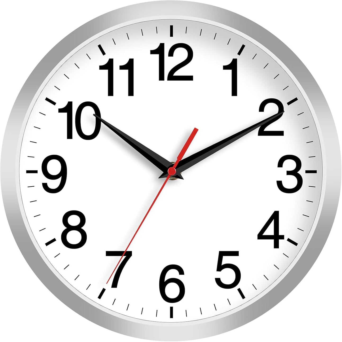 Rohioue Wall Clock Modern 8 Inch Battery Operated Silent Non Ticking Small Analog Clock for Living Room Office Home Bedroom Kitchen Bathroom(Black)