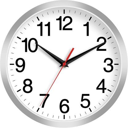 Rohioue Wall Clock Modern 8 Inch Battery Operated Silent Non Ticking Small Analog Clock for Living Room Office Home Bedroom Kitchen Bathroom(Black)