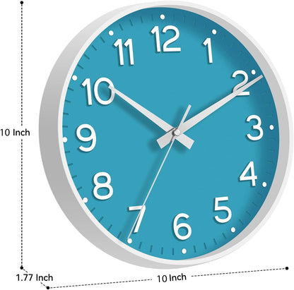 Roymnie Wall Clock Green, Silent Wall Clocks Battery Operated 8 Inch-Modern Non Ticking Analog Clock Decorative for Kitchen Office Bathroom Bedroom(Gold)