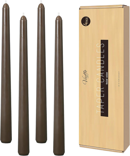 Viyffo Taper Candles, 10 Inch, 4 Pack, Olive Glow – Unscented, Dripless & Smokeless Design, Up to 8 Hour Burn – Long Tall Taper Candlesticks for Wedding, Dinner & Home Decor