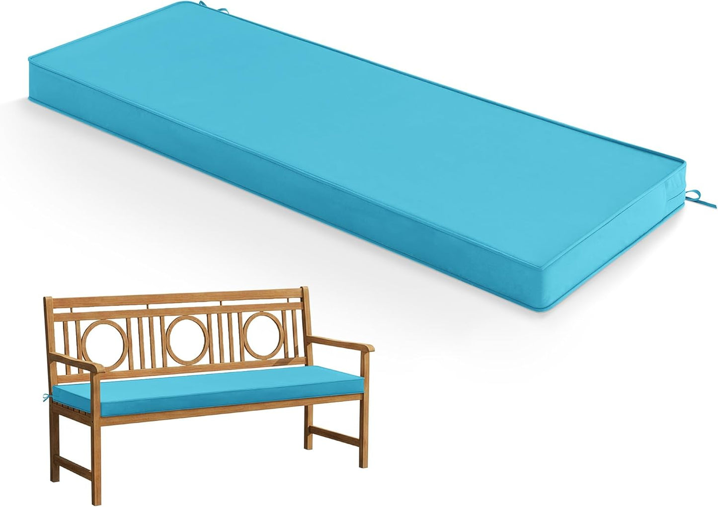 Summsun Outdoor Bench Cushion: Waterproof and Fade Resistant Patio Furniture Cushions - Non-Slip Bench Pad Cushion with Removable Cover for Garden Swing Porch Sofa Settee, 48 x 18 x 3 Inch, Black