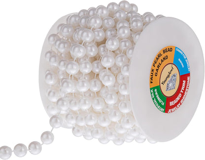 3mm Millet Beads Crafts Faux Pearl Beads Garland Pearl Bead Roll Strand of Pearls to Decorate Floral Centerpieces Wedding Party Favor Christmas Tree(33 Feet Ivory)