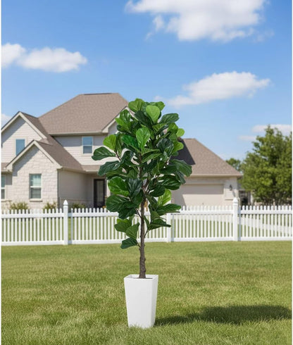 Aveyas 7ft Artificial Olive Tree for Home Decor, 7 Feet Large Faux Plant Fake Skinny Silk Trees with Pot for Indoor Outdoor House Living Room Office (7 ft Tall Including Raised Pot)