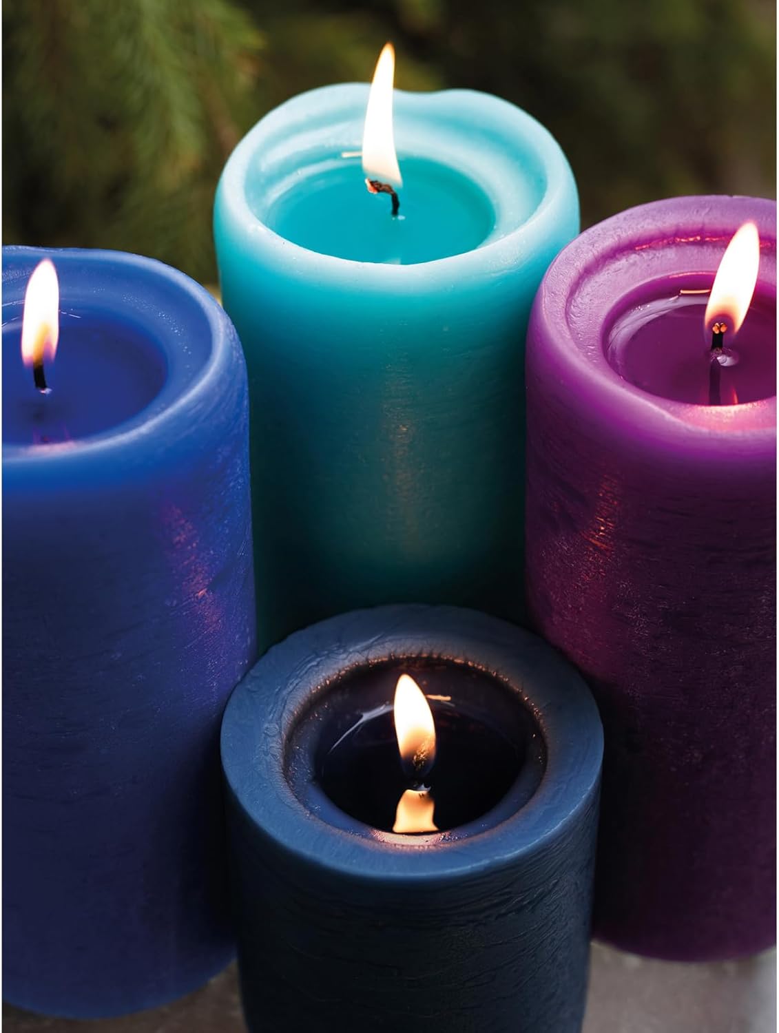 CANDWAX 3x4 inch Pillar Candles Set of 3 – Unscented Dripless Rustic Dark Blue Candles for Room Decor, Weddings, Centerpieces
