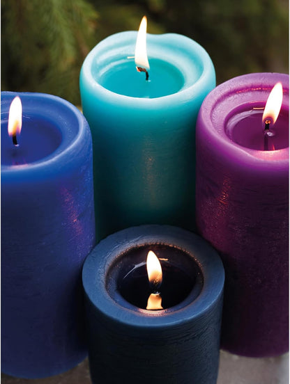 CANDWAX 3x4 inch Pillar Candles Set of 3 – Unscented Dripless Rustic Dark Blue Candles for Room Decor, Weddings, Centerpieces