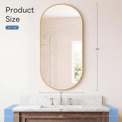 Sweetcrispy 20"x30" Arched Gold Bathroom Mirrors for Wall, Bathroom Mirrors for Over Sink, Metal Framed with HD Shatter-Proof Glass for Entryway, Living Room, Bedroom