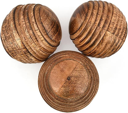 Kimona Decorative Ball Mango Wood Round Balls Set of 3 for Centerpiece or Individual Use (Set of 3), (3" x 3" x 3")