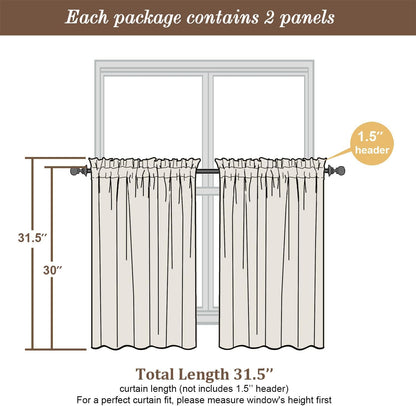 Chyhomenyc Sheer White Valances for Windows 2 Pack, Small Window Curtains for Living Room Bathroom Cafe Laundry Basement, Modern Top Dual Rod Pocket Voile Curtain, 42W x 14L inches, White - Colors A