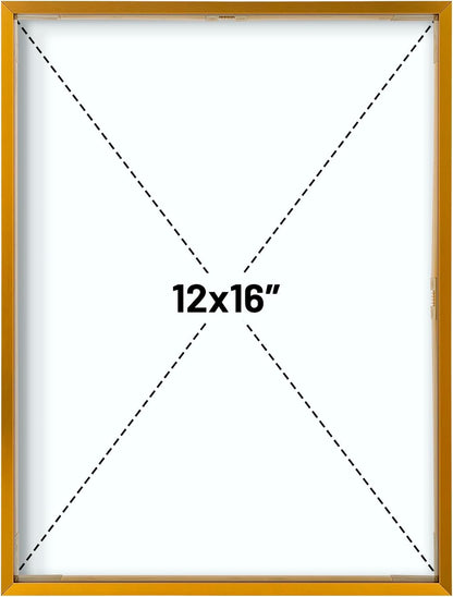 Frametory, Floating Picture Frame 12x16 - Black Aluminum Metal Photo Frame - Real Glass of Front - for Wall Mount Display