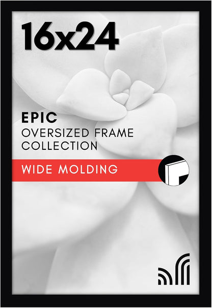 Americanflat 16x20 Picture Frame with Polished Plexiglass - Black Picture Frame - Wide Photo Frames Made of Engineered Wood for Vertical or Horizontal Wall Display - Epic Collection - Black - Colors C