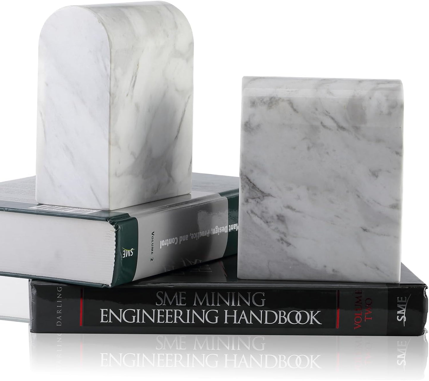 Koville African Natural Marble Bookends for Shelves, Non-Slip Book Ends, 13LBS Ultra Heavy Duty Marble Book Holder Organizer, Apartment Decor for Movies/CD/Video Games(Namib Fantasy)