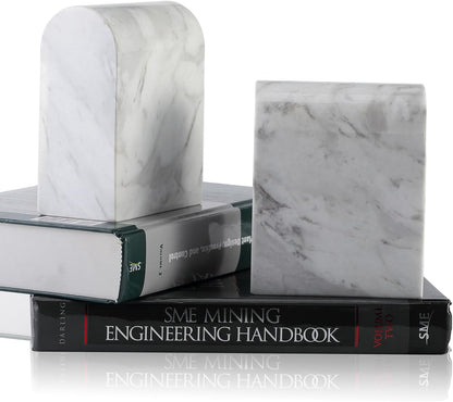 Koville African Natural Marble Bookends for Shelves, Non-Slip Book Ends, 13LBS Ultra Heavy Duty Marble Book Holder Organizer, Apartment Decor for Movies/CD/Video Games(Namib Fantasy)