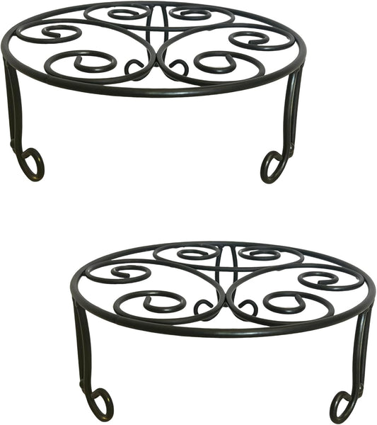 Midcentury Modern Metal Potted Plant Stand 18.7 inches Tall Flower Pot Holder Large Rustproof Iron Garden Container Heavy Duty Rack for Planter,Black (18.7 inches Tall Black)