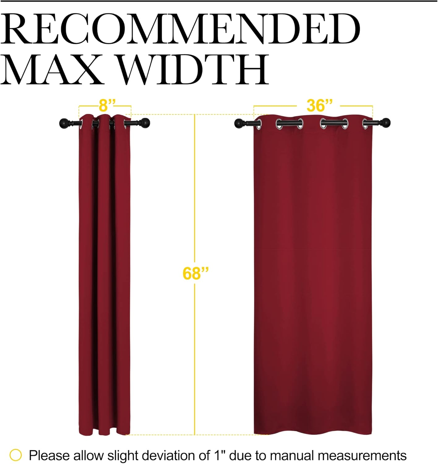 NICETOWN Halloween Pitch Black Solid Thermal Insulated Grommet Blackout Curtains/Drapes for Bedroom Window (2 Panels, 42 inches Wide by 63 inches Long, Black) - Colors A