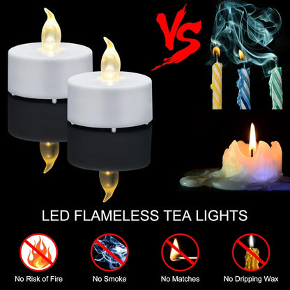 Nancia 100PACK Flameless LED Tea Lights Candles, Realistic and Bright Flickering Long Lasting 200Hours Battery-Powered, Ideal Party, Wedding, Birthday, Gifts Home Decoration Warm Yellow