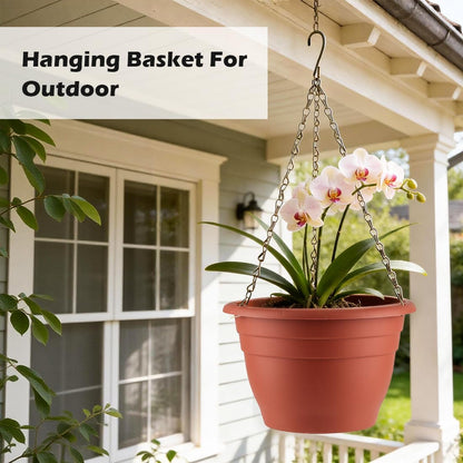 RooTrimmer Hanging Planters for Indoor Outdoor Plants 8 and 10 Inch, 4 Packs Hanging Flower Pot with Drainage Holes, Self-Watering Hanging Basket Perfect for Home, Office and Garden, White