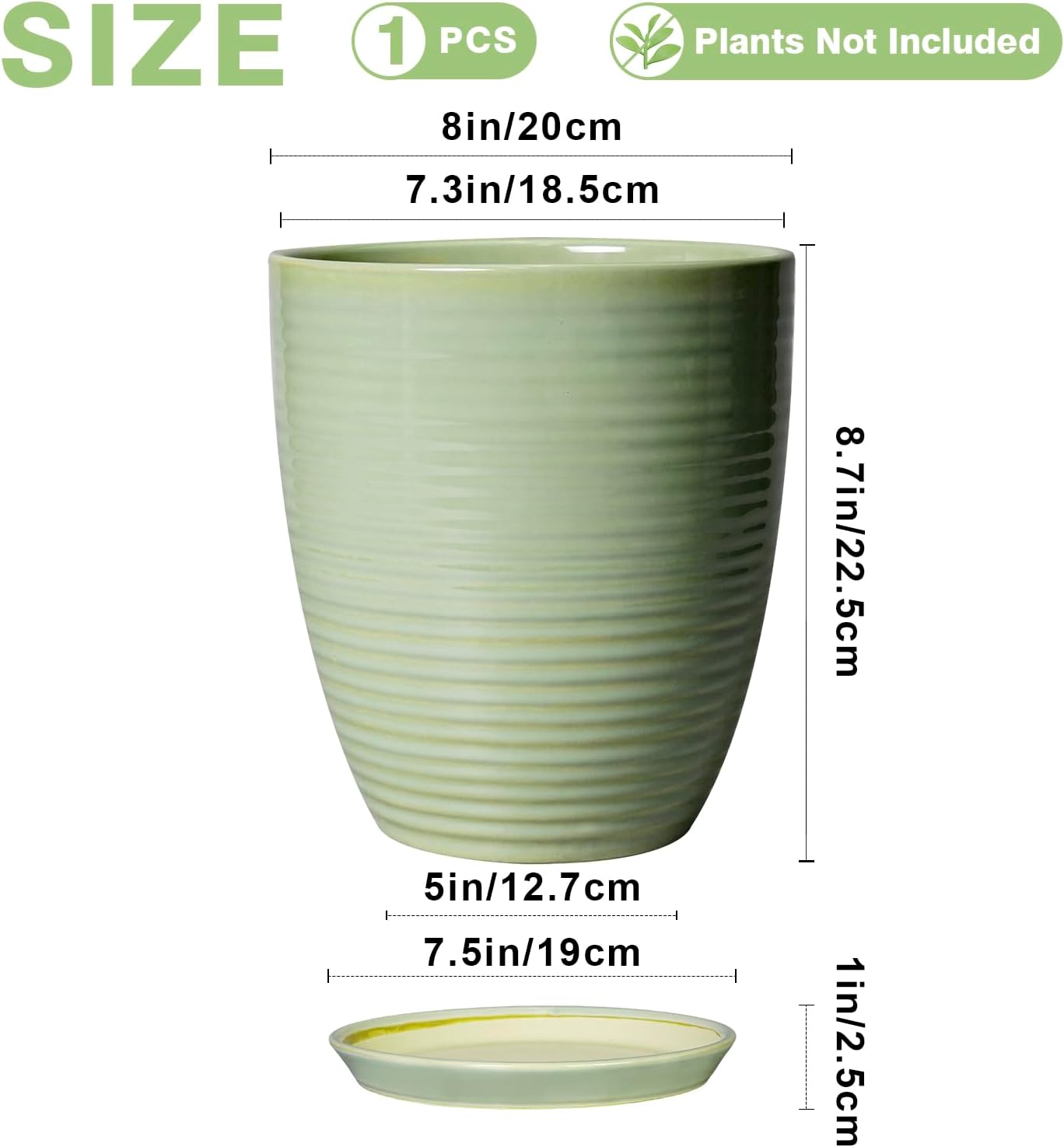 Ceramic Pots for Plants - 6 Inch Plant Pot with Drainage Hole and Saucer, Round Planters for Indoor Outdoor, Flower Pots, Modern Planter, Home Office Room Decor, Gifts for Plant Lovers, White