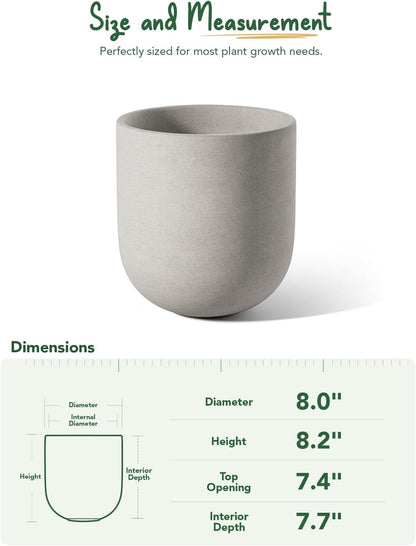 LE TAUCI 12 Inch Pots for Plants, Ceramic Large Planters for Indoor Plants, Indoor Plant Pots for Home Garden Patio Office, Planter Pots with Drainage Hole and Rubber Plug, Neutral Gray