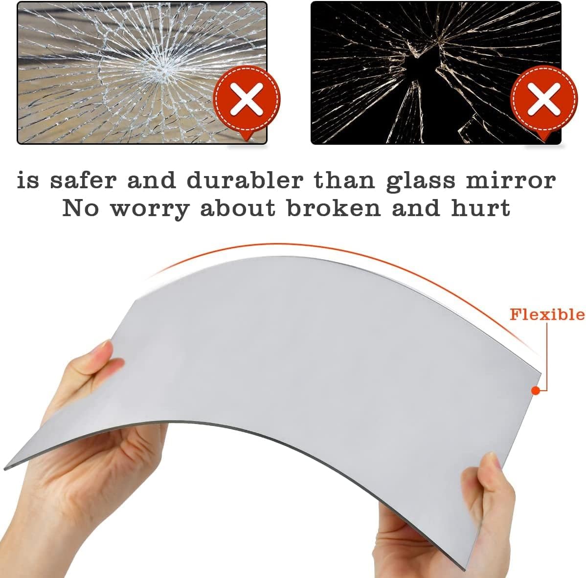12'' Round Wall Mirror Tiles High Clear Reflecticon Self Adhesive Acrylic Mirror Sheets Circle Stickers for Bathroom, Bedroom, Door, Home Decor