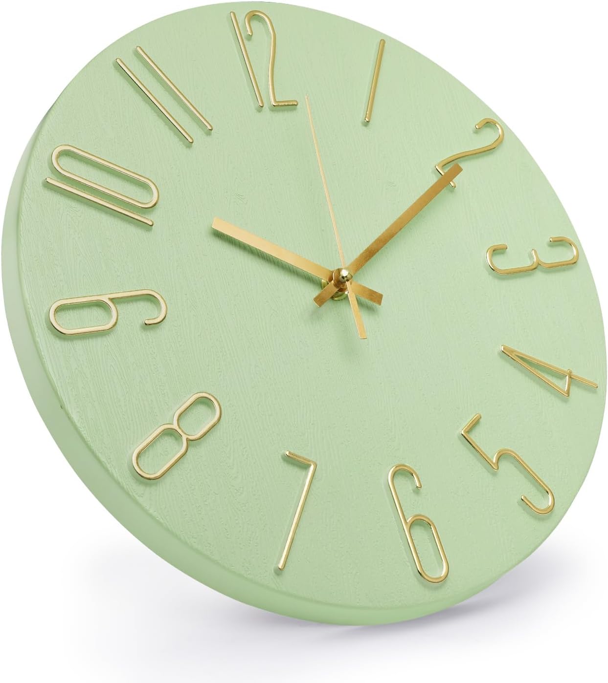 Wall Clock 12 Inch Silent Non-Ticking Imitation Wood Indoor Clock Round White Decor Clock Modern 3D Figures Quartz Wall Clocks for Home, Hotel, Office, School, Bedroom, Living Room, Kitchen