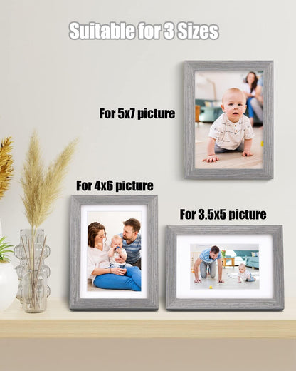 Egofine 8x10 Picture Frames Set of 4, Made of Solid Wood Covered by Plexiglass 4x6 and 5x7 with Mat or 8x10 without Mat, for Table Top Display and Wall Mounting Photo Frame Black