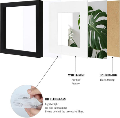 Egofine 12x16 Picture Frame Black, Covered by Plexiglass Made of Solid Wood, Display Pictures 9x12 and 11x14 with Mat or 12x16 Without Mat, for Wall Mounting Photo Frame - Colors B