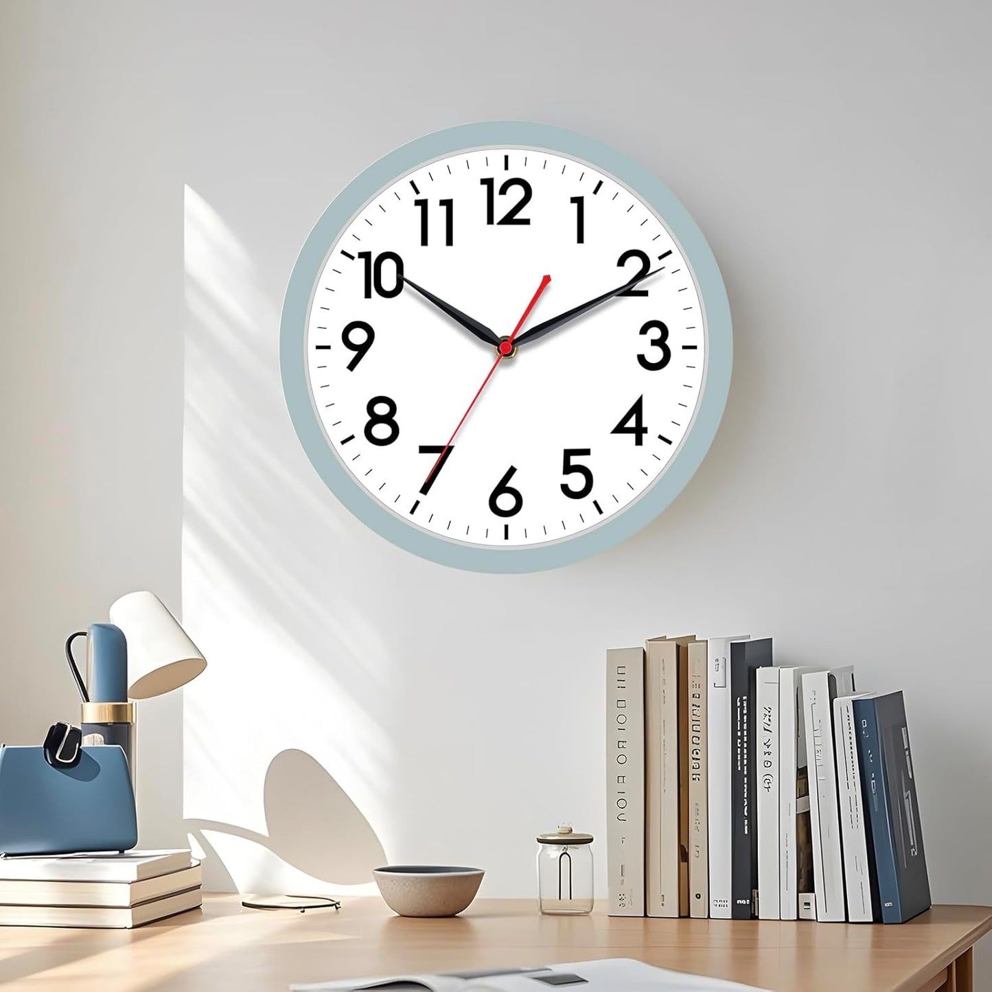 AKCISOT Wall Clock, Modern Small Wall Clocks Battery Operated 8 Inch, Silent Non-Ticking Analog Classic for Office, Home, Bathroom, Kitchen, Bedroom, School(Black)