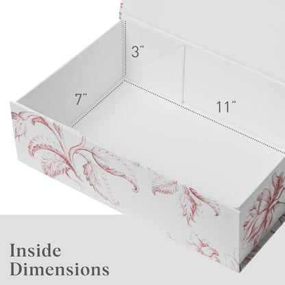 Luxury Keepsake Gift Box | Gold Floral Decorative Boxes with Magnetic Lids for Presents, Wedding Memory Box, and Bridal Gifts. 11.5" x 7.5" x 3.5"