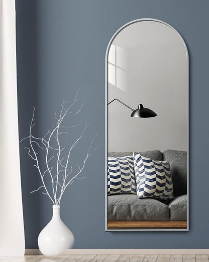 Dewfig Arched Full Length Mirror, 76"x34" Large Floor Mirror, Full Body Mirrors for Leaning or Hanging, Standing Mirrors for Bedroom, Living Room,Dressing Room, Aluminum Alloy Frame, Black