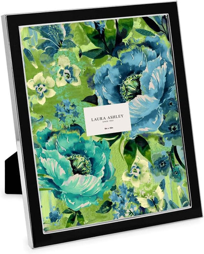 Laura Ashley 5x7 Navy Enamel Picture Frame, Gold Metal Edge with Easel, for Countertop, Counterspace, Tabletop Display, Bookshelf, Desk, Wall Décor, Photo Gallery (5x7, Navy W/Gold)