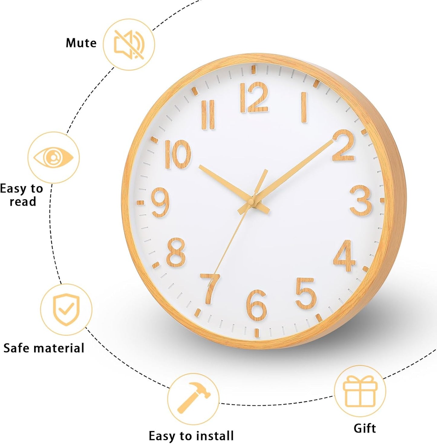 Wall Clocks Battery Operated 8 inch Modern Wall Clock,Silent Non Ticking Wall Clock for Living Room Bedroom Kitchen Office Classroom Decor (Green White)