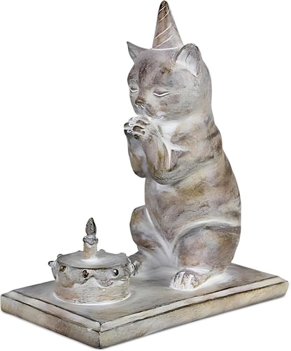Young's Inc Cat Figurine - Cute Cat Statue - Whimsical Cat Decor for Cat Lovers, Collectibles and Meditation Decor - Cat with Eye Glasses - 4'' L X 3'' W X 5'' H