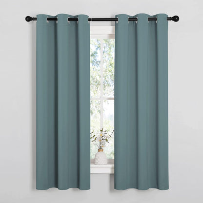NICETOWN Halloween Pitch Black Solid Thermal Insulated Grommet Blackout Curtains/Drapes for Bedroom Window (2 Panels, 42 inches Wide by 63 inches Long, Black) - Colors C
