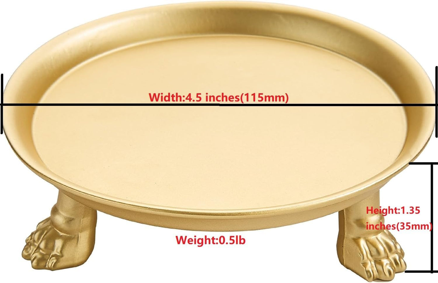 khtumeware 4.5 Inch 100% Solid Brass Clawfoot Candle Dish - Antique Pedestal Dish - Candle Holder - Jewelry Holder - Perfect for Wax Candles, Rings, and Trinkets