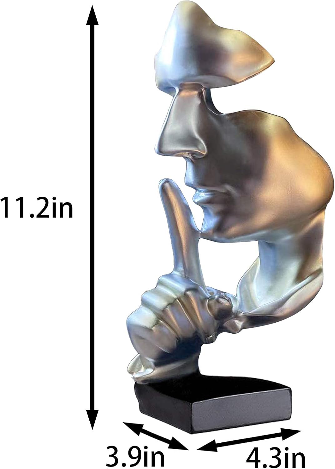 aboxoo Thinker Statue, Silence is Gold Abstract Art Figurine,Modern Home Resin Sculptures Decorative Objects,Table Top Decor for Livingroom Home Decor,Office Study Sculpture,Shh mask Statue(Gold)