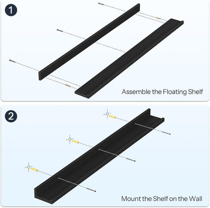 HOOBRO Floating Shelves, Wall Shelf Set of 3, 35.4 Inches Hanging Shelf with Raised Edge and Invisible Brackets, for Bathroom, Bedroom, Kitchen, Office, Living Room Decor, Rustic Brown BF90BJ01